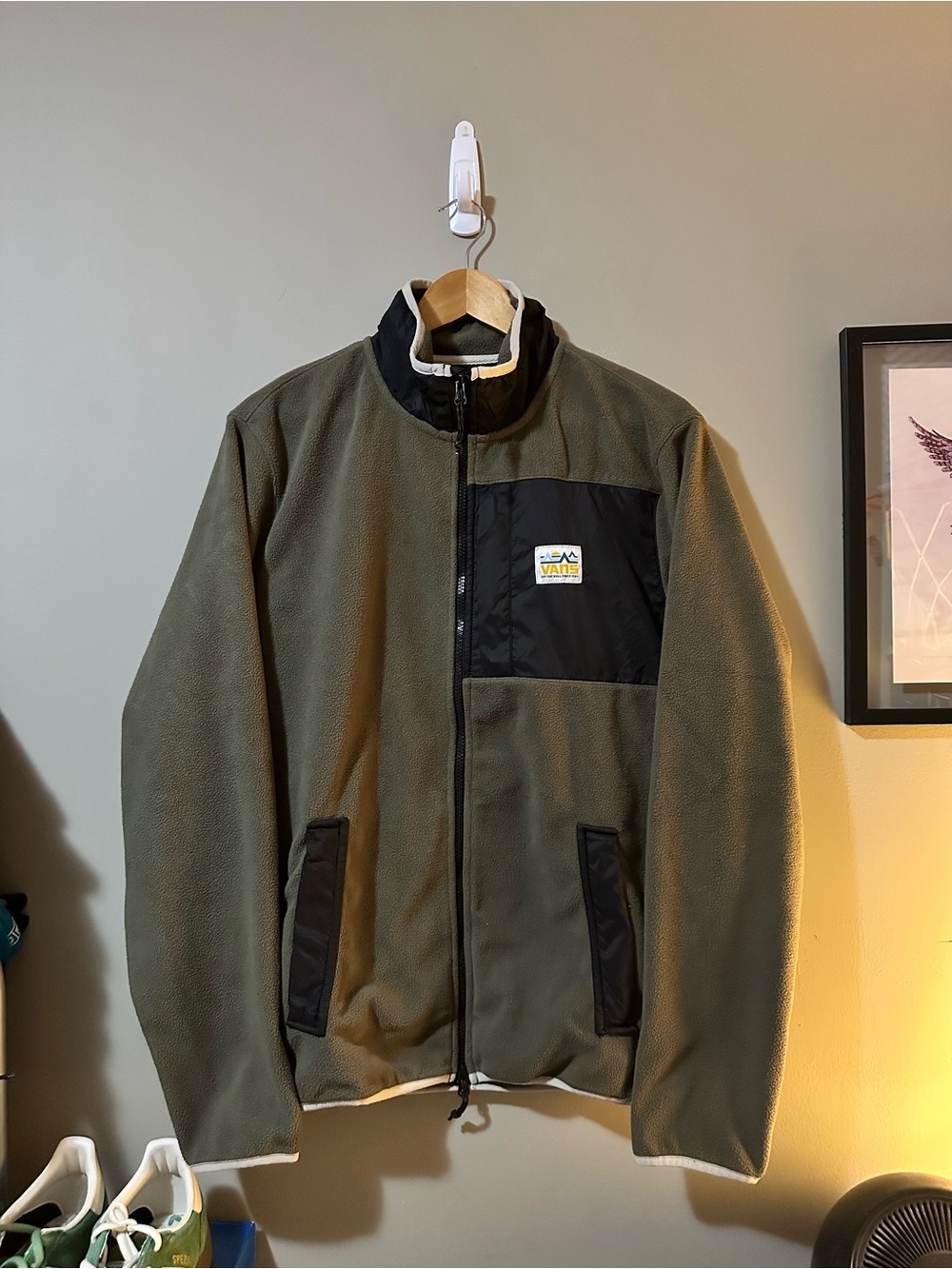 Vans Olive Green and Black Full-Zip Performance Fleece Jacket